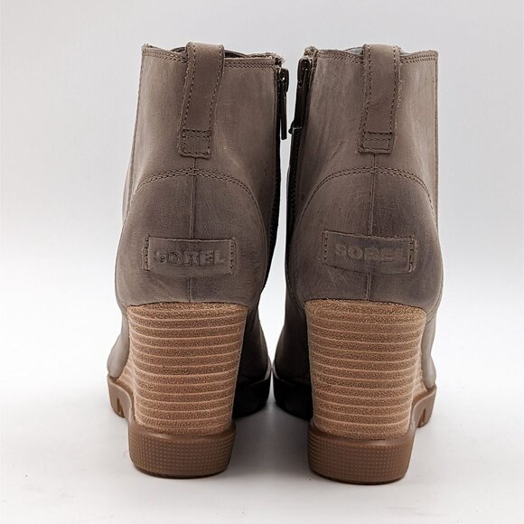 Sorel Joan Uptown Wedge Boots Khaki Waterproof Suede Size 9.5 - Picture 3 of 7